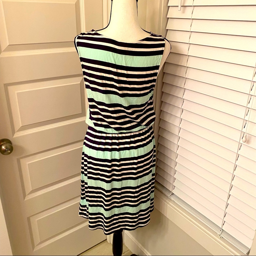 Merona || Navy/white/ sea foam green striped sleeveless v-neck t-shirt dress - Picture 4 of 7